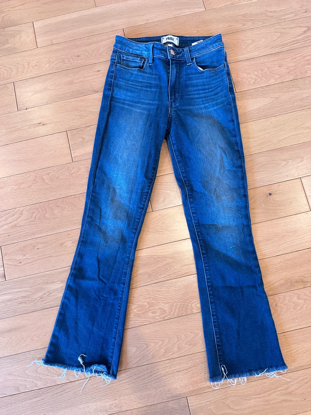 PAIGE Colette Crop Flare Dark Blue High-Rise Flare Crop Jeans Size 25